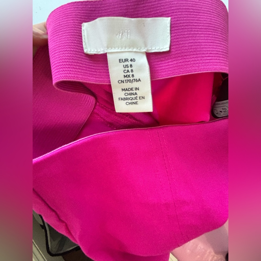 H&M High-Rise Slim Fit Women's Pants - Hot Pink - Picture 3 of 5